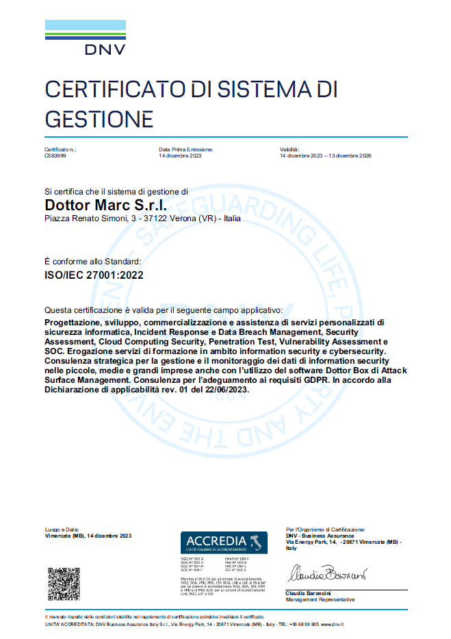 Certificazioni ISO 27001 e ISO 9001