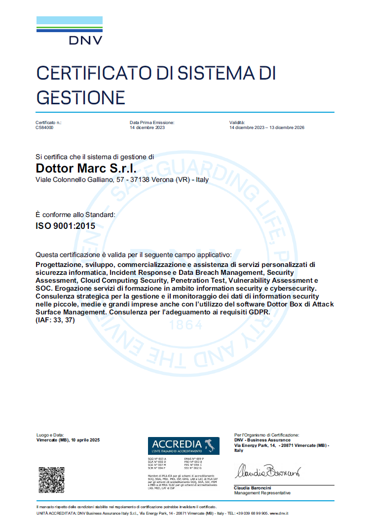 Certificazioni ISO 27001 e ISO 9001